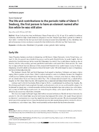 The Life and Contributions to the Periodic Table of Glenn T. Seaborg
