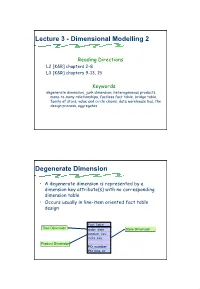 Lecture 3 - Dimensional Modelling 2