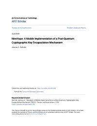 Newhope: a Mobile Implementation of a Post-Quantum Cryptographic Key Encapsulation Mechanism