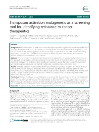Transposon Activation Mutagenesis As a Screening Tool for Identifying