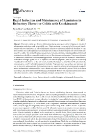 Rapid Induction and Maintenance of Remission in Refractory Ulcerative Colitis with Ustekinumab