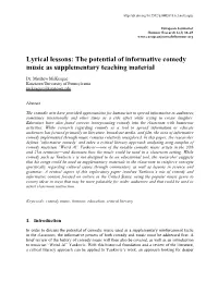 The Potential of Informative Comedy Music As Supplementary Teaching Material