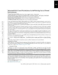 Automated Test Cases Prioritization for Self-Driving Cars in Virtual
