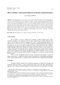 Mircea Eliade's Vision-Generating Text on Drama and Performance