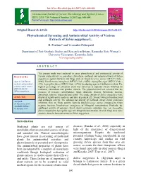 Phytochemical Screening and Antimicrobial Activity of Various Extracts of Salvia Aegyptiaca L