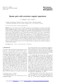 Quasar Pairs with Arcminute Angular Separations