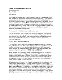 Video Resolution - an Overview from Robert Silva, Nov 16 2005