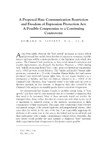 A Proposed Hate Communication Restriction and Freedom of Expression Protection Act: a Possible Compromise to a Continuing Controversy