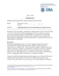 Addressing DNS Resolution on Federal Networks Memo