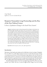 Benjamin Netanyahu's Long Premiership and the Rise of The