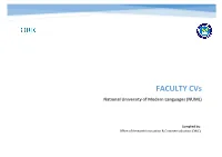 FACULTY Cvs National University of Modern Languages (NUML)