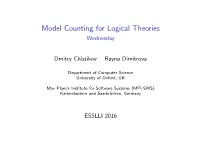 Model Counting for Logical Theories Wednesday