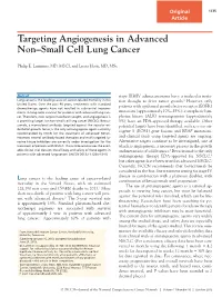 Targeting Angiogenesis in Advanced Non-Small Cell Lung Cancer