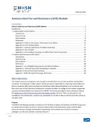 Antimicrobial Use and Resistance (AUR) Module
