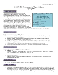 Communication Theory Syllabus Spring 2019