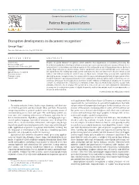 Disruptive Developments in Document Recognition