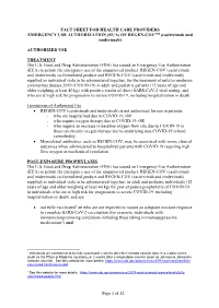 (EUA) of REGEN-COV™ (Casirivimab and Imdevimab