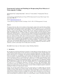 Experimental Analysis and Modeling for Reciprocating Wear Behavior of Nanocomposite Coatings