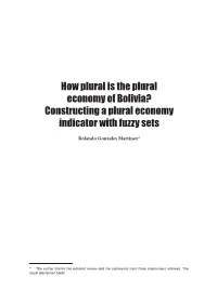 How Plural Is the Plural Economy of Bolivia? Constructing a Plural Economy Indicator with Fuzzy Sets