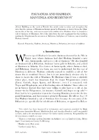 Pausanias and Hadrian, Mantinea and Bithynion*