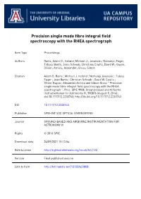 Precision Single Mode Fibre Integral Field Spectroscopy with the RHEA Spectrograph