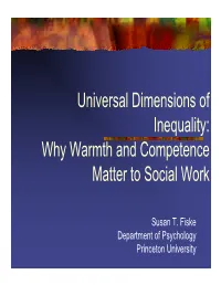 Why Warmth and Competence Matter to Social Work