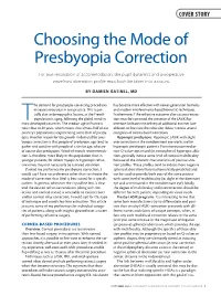 Choosing the Mode of Presbyopia Correction