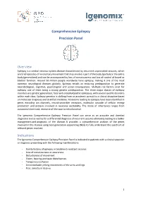 Comprehensive Epilepsy Precision Panel Overview Indications