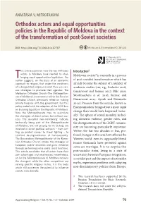 Orthodox Actors and Equal Opportunities Policies in the Republic of Moldova in the Context of the Transformation of Post-Soviet Societies