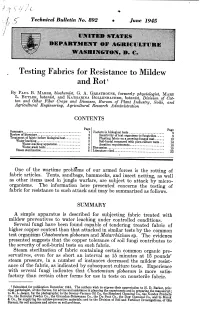 Testing Fabrics for Resistance to Mildew and Rot'