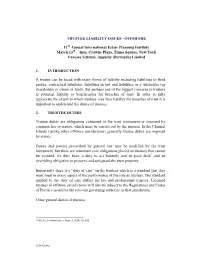 Trustee Liability Issues –Offshore