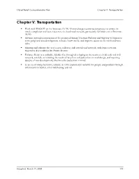 Chapter V: Transportation
