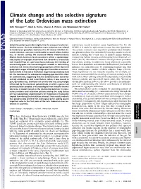 Climate Change and the Selective Signature of the Late Ordovician Mass Extinction