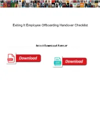 Exiting It Employee Offboarding Handover Checklist