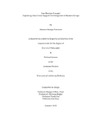 Explaining Labor Union Support for Immigrants in Western Europe
