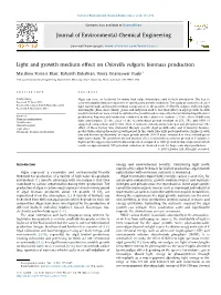 Light and Growth Medium Effect on Chlorella Vulgaris Biomass Production