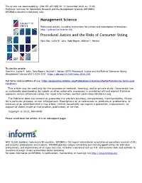 Procedural Justice and the Risks of Consumer Voting