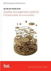 BS EN ISO 9000:2015 Quality Management Systems