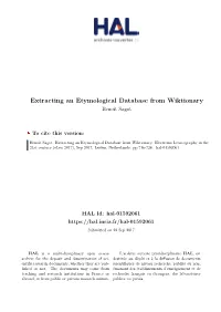 Extracting an Etymological Database from Wiktionary Benoît Sagot