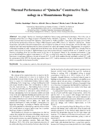 Thermal Performance of “Quincha” Constructive Tech- Nology in a Mountainous Region