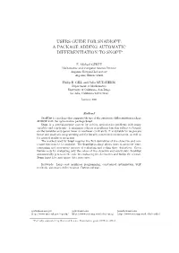 Users Guide for Snadiopt: a Package Adding Automatic Differentiation to Snopt∗