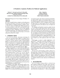 A Predictive Analytics Toolbox for Medical Applications