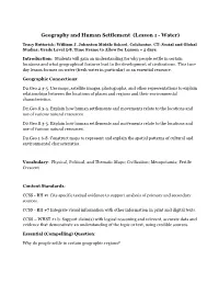 Geography and Human Settlement (Lesson 1 - Water)