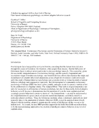 How Human Evolutionary Psychology Can Inform Adaptive Behavior Research Geoff