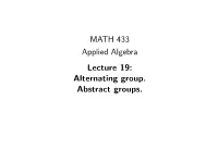 Lecture 19: Alternating Group