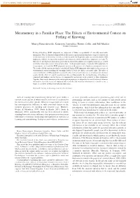 Metamemory in a Familiar Place: the Effects of Environmental Context on Feeling of Knowing