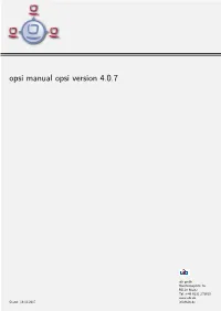 Opsi Manual Opsi Version 4.0.7