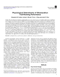 Physiological Determinants of Ultramarathon Trail-Running Performance