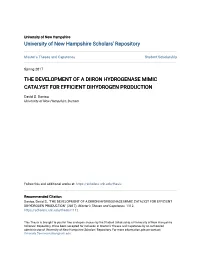 The Development of a Diiron Hydrogenase Mimic Catalyst for Efficient Dihydrogen Production