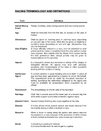 Racing Terminology and Definitions